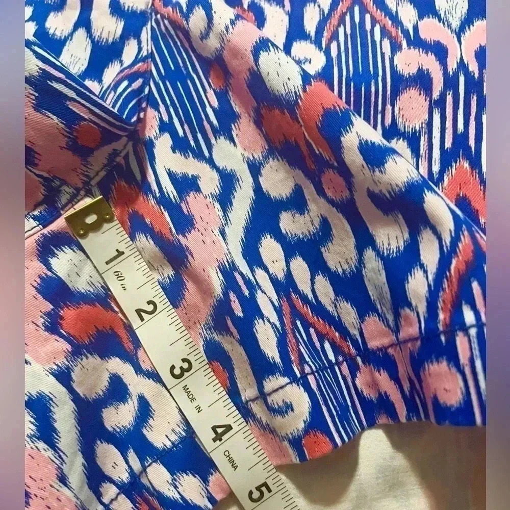 Crown And Ivy Shorts Caroline 5” Chino Blue Magenta Pink Paisley Womens Size 12 - Picture 3 of 8